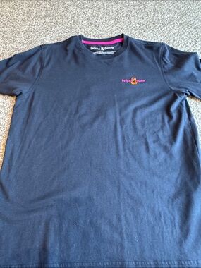 Psycho Bunny Black Short Sleeve Tee with Pink & Orange Logo